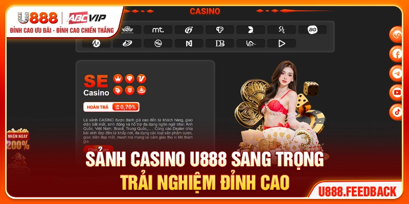 Sảnh casino U888 sang trọng, trải nghiệm đỉnh cao